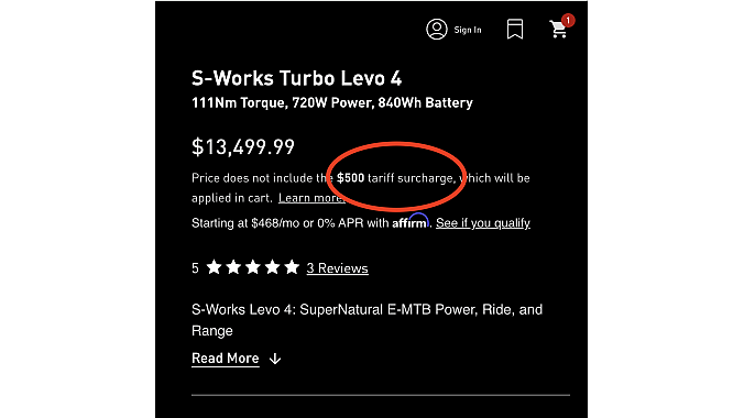 Specialized is charging a $500 surcharge on its S-Works Turbo Levo.